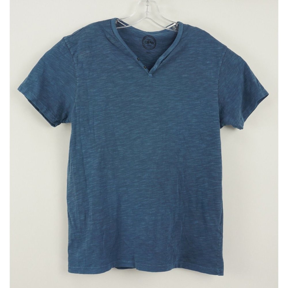 NWOT Original Paperbacks OPB Tacoma Men's Small Short Sleeve Blue Heather Henley